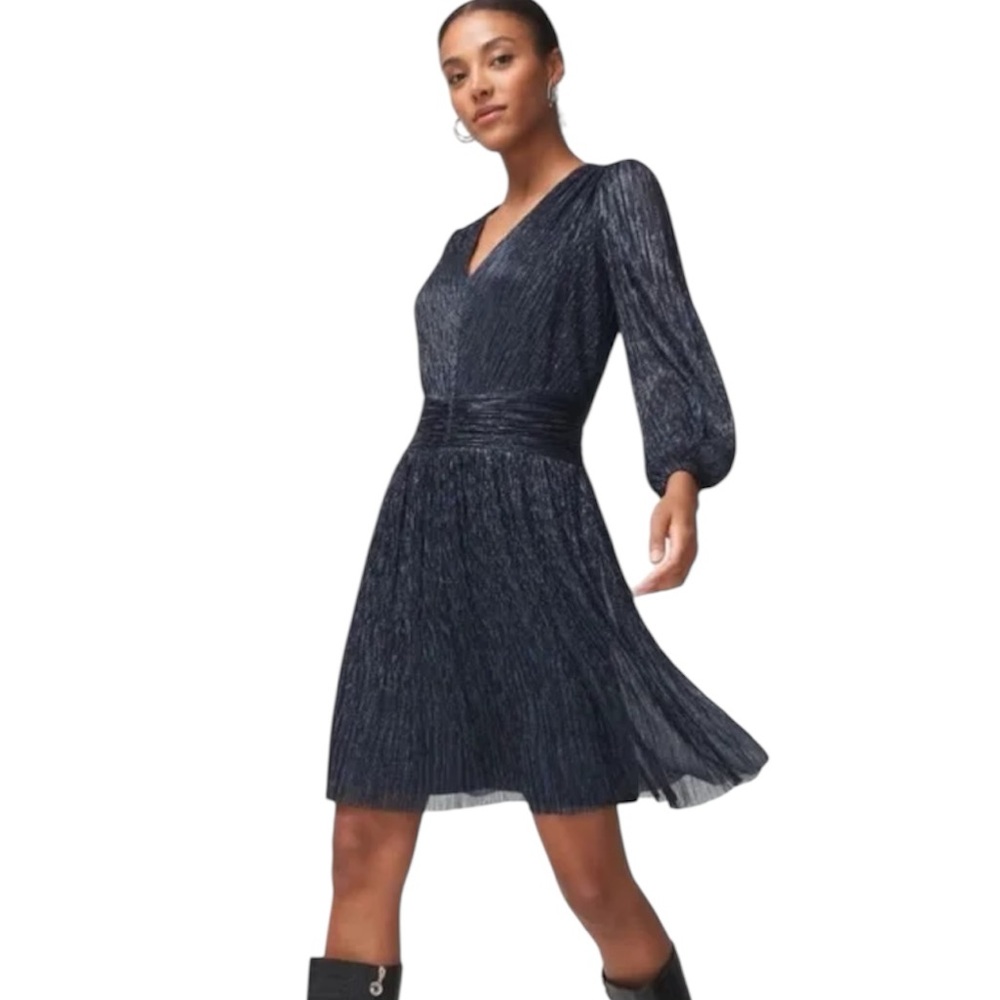 White House Black Market Navy Blue Shimmer Women's Dress NWT